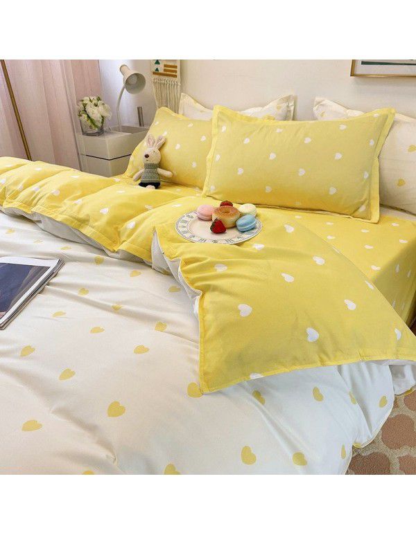 Spring and autumn bed four piece set summer sheet quilt cover Nordic quilt cover student dormitory bed three piece single bed