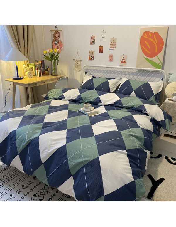Cotton Quilt Cover Single piece Cotton Twill Checker Dormitory Student Single Bedding Sheet 1.5/1.8 m 2.0 Double Bedding Cover