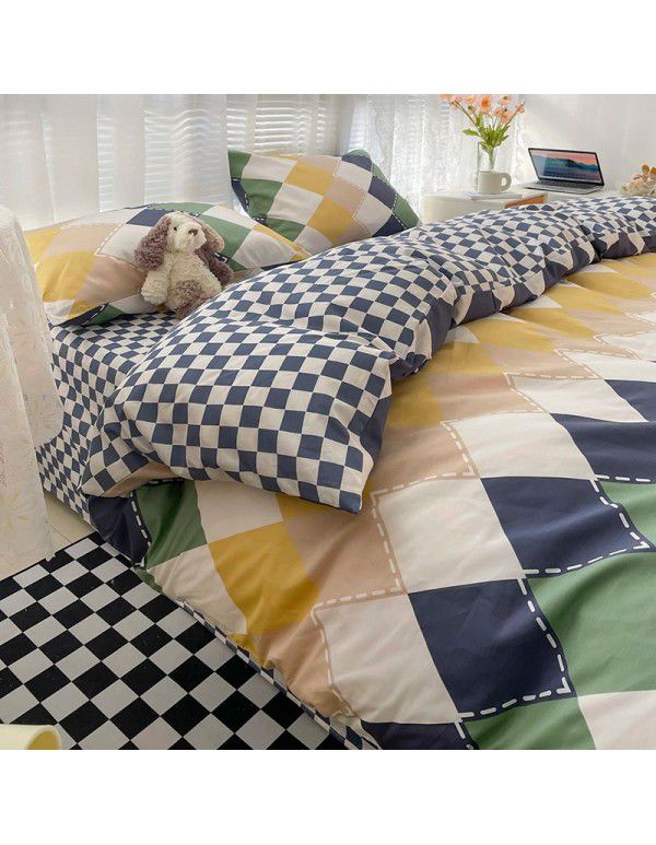 Wholesale of all cotton small fresh four piece sets of single and double student dormitories, all cotton printed sheets, quilt covers, gifts, three piece sets