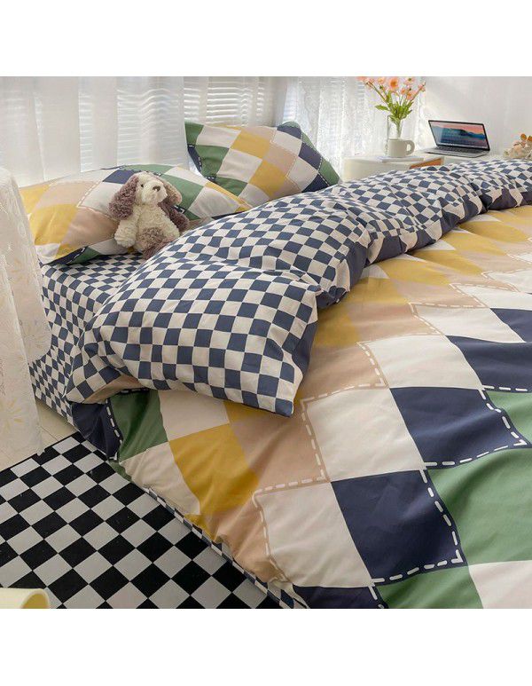 Wholesale of all cotton small fresh four piece sets of single and double student dormitories, all cotton printed sheets, quilt covers, gifts, three piece sets