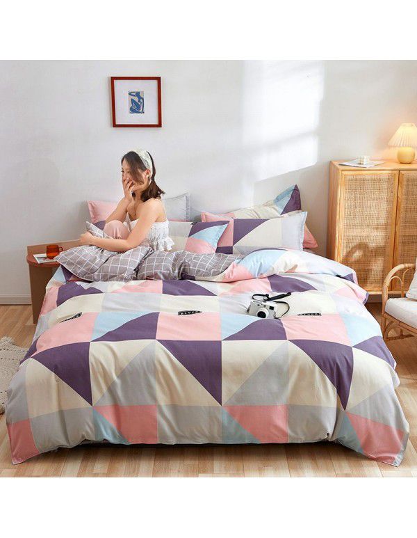 Wholesale thickened cotton matted four piece set spring and autumn cotton bed sheets and quilts, one piece of bedding