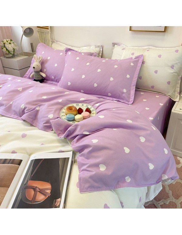 Spring and autumn bed four piece set summer sheet quilt cover Nordic quilt cover student dormitory bed three piece single bed
