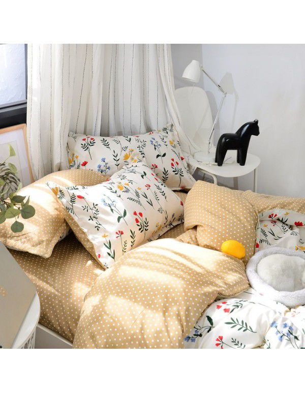 Wholesale thickened and brushed four piece sets of student dormitory three piece sets of spring, autumn and winter single sheets, quilt covers and bedding 