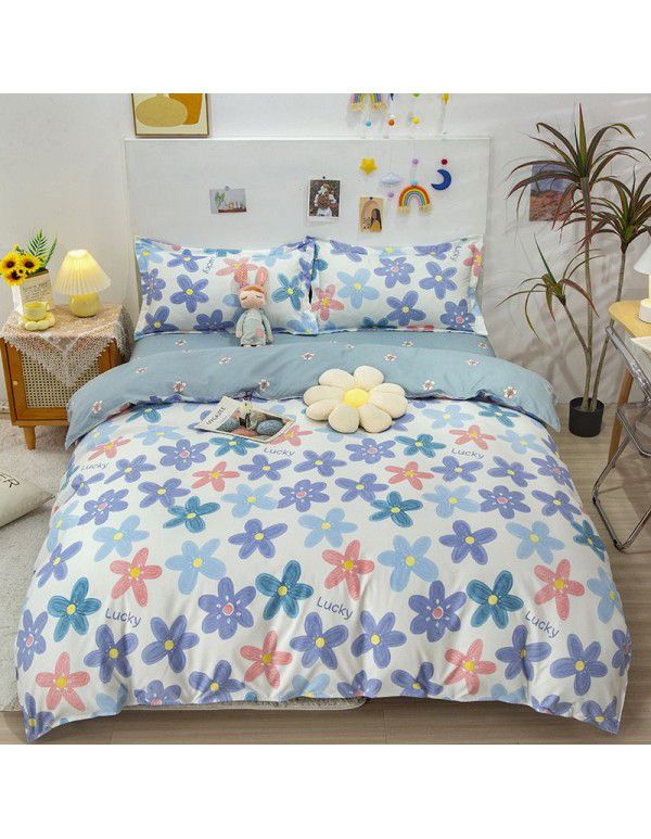 Wholesale thickened cotton matted four piece set spring and autumn cotton bed sheets and quilts, one piece of bedding