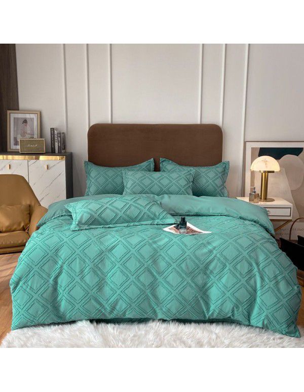 Nordic style four piece set Washed cut out bed sheet quilt cover Fitted sheet All season special price bedding wholesale