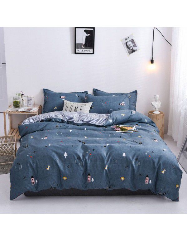 Wholesale thickened and brushed four piece sets of student dormitory three piece sets of spring, autumn and winter single sheets, quilt covers and bedding 