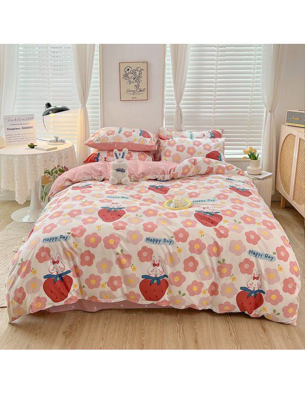 Ins wind small fresh cotton four piece cotton three piece bed sheet