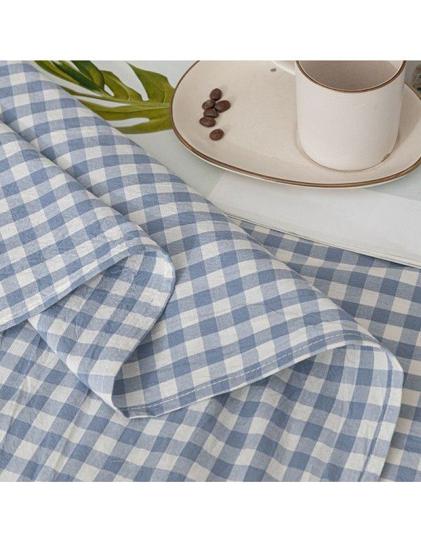 Japanese 100% cotton washable cotton bed sheet single piece summer cotton single dormitory quilt sheet plaid pillow case three piece set