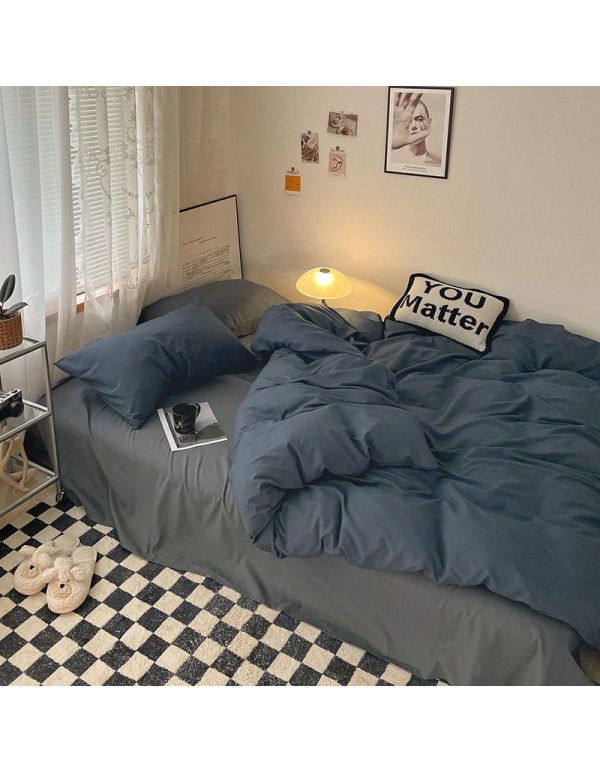 (Small Flowers Series) Nantong Four Piece Bedding Set Wholesale Factory Direct Sales Bedding Sheet, Quilt Cover, Fitted Sheet, Dormitory Three Piece Set