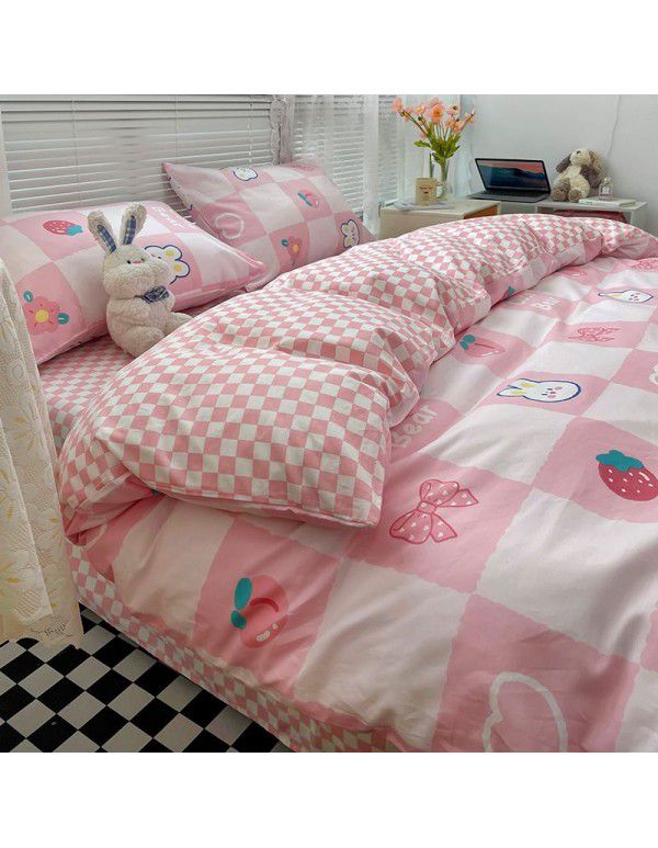 Wholesale of all cotton small fresh four piece sets of single and double student dormitories, all cotton printed sheets, quilt covers, gifts, three piece sets