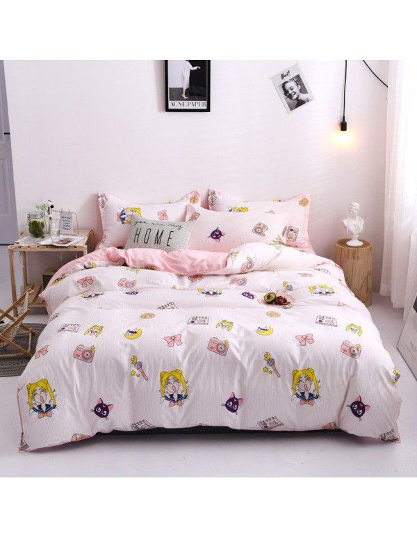 Wholesale thickened and brushed four piece sets of student dormitory three piece sets of spring, autumn and winter single sheets, quilt covers and bedding 