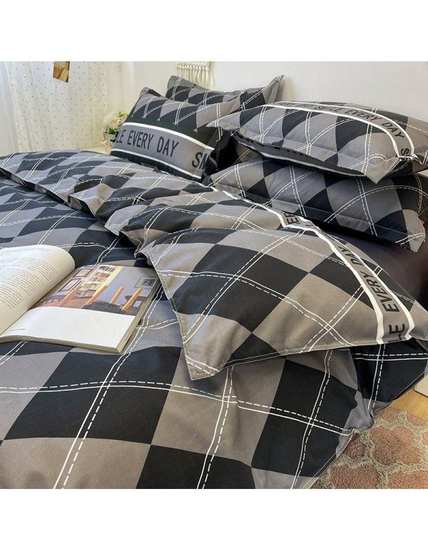 Korean version brushed single quilt cover single quilt quilt cover student dormitory washable cotton bed sheet women's four piece quilt cover