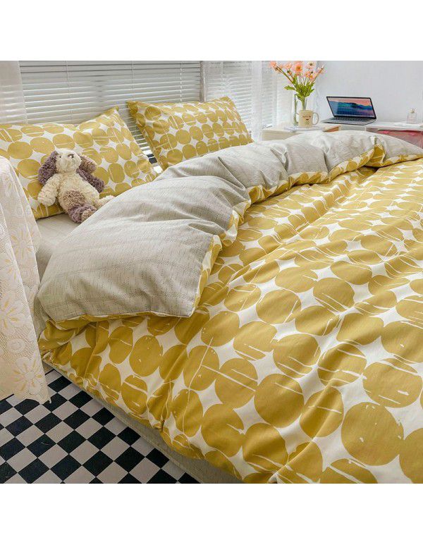 Wholesale of all cotton small fresh four piece sets of single and double student dormitories, all cotton printed sheets, quilt covers, gifts, three piece sets