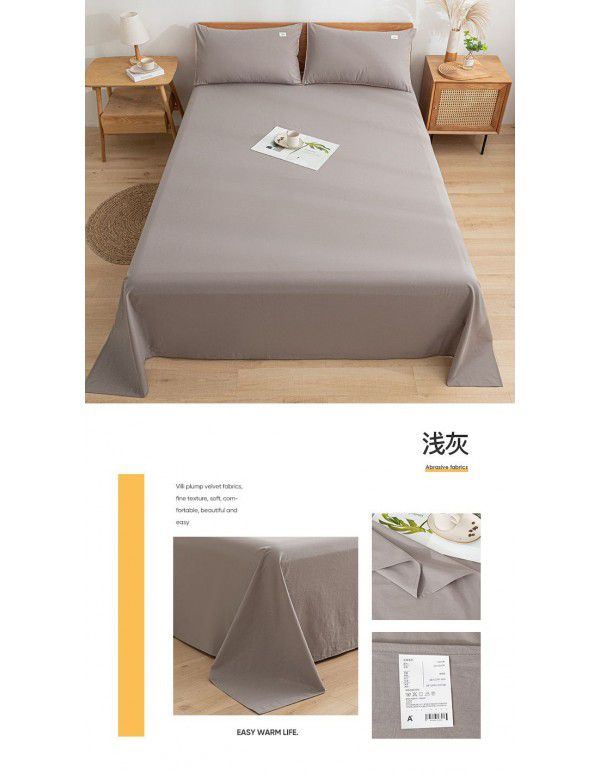 Japanese 100% cotton washable cotton bed sheet single piece summer cotton single dormitory quilt sheet plaid pillow case three piece set