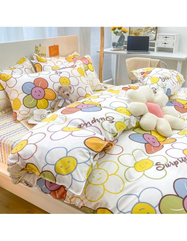 Wholesale thickened and brushed four piece sets of student dormitory three piece sets of spring, autumn and winter single sheets, quilt covers and bedding 