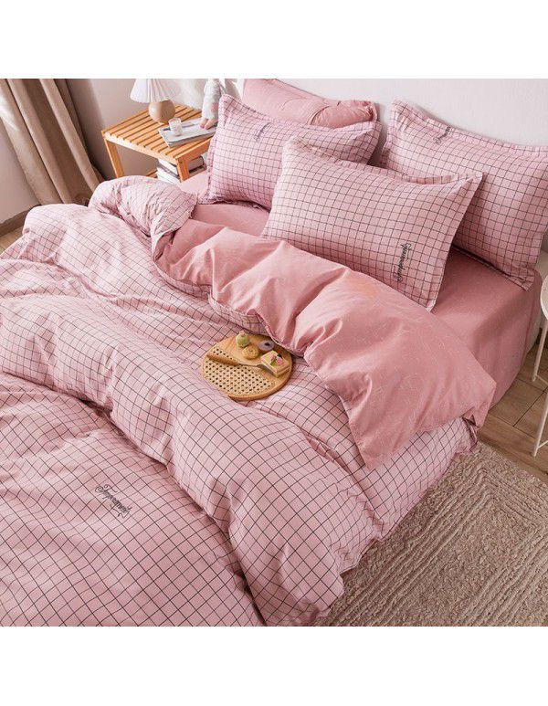 Korean version brushed single quilt cover single quilt quilt cover student dormitory washable cotton bed sheet women's four piece quilt cover