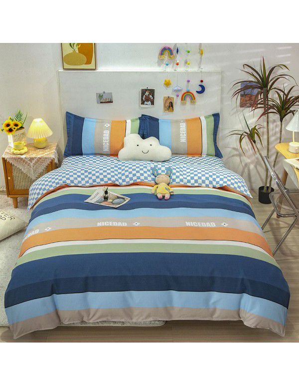 Wholesale thickened cotton matted four piece set spring and autumn cotton bed sheets and quilts, one piece of bedding