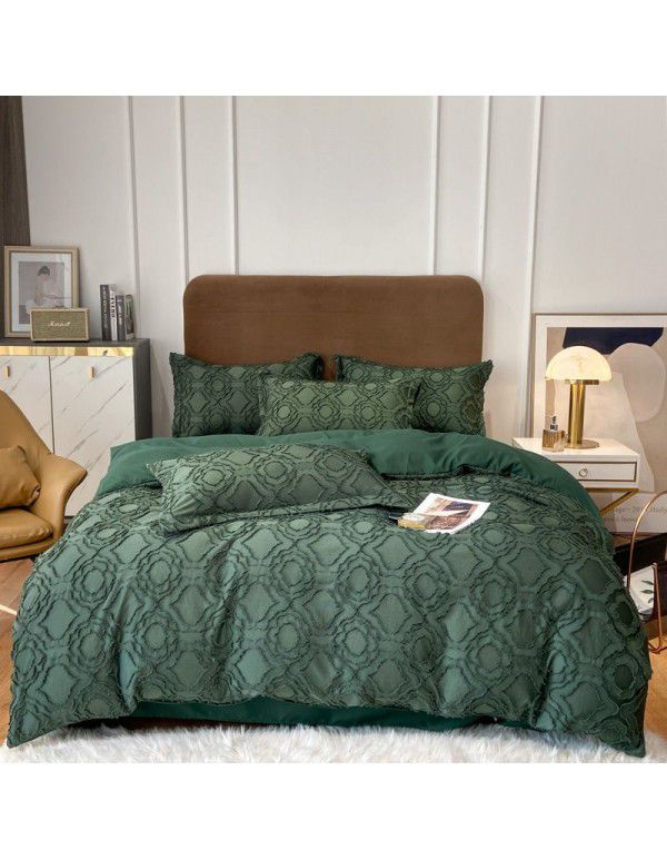Nordic style four piece set Washed cut out bed sheet quilt cover Fitted sheet All season special price bedding wholesale