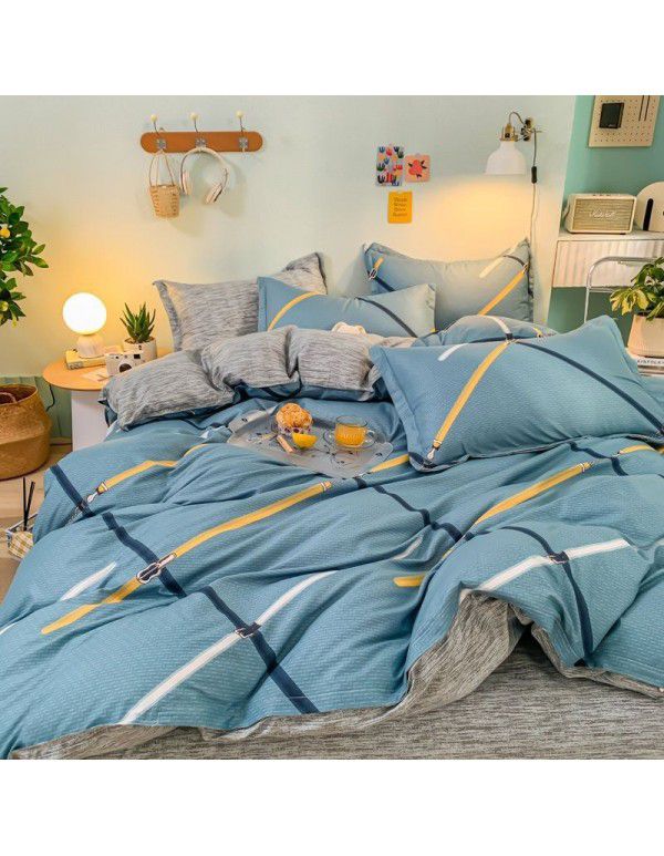 Spring and autumn bed four piece set summer sheet quilt cover Nordic quilt cover student dormitory bed three piece single bed