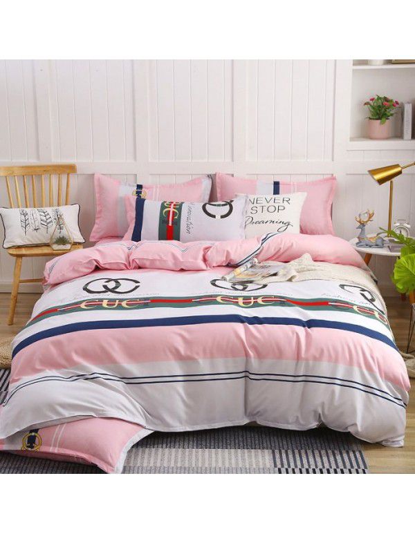 Plant cashmere four piece bed sheet and quilt cover three piece gift group purchase wholesale factory direct sale aloe cotton four piece set