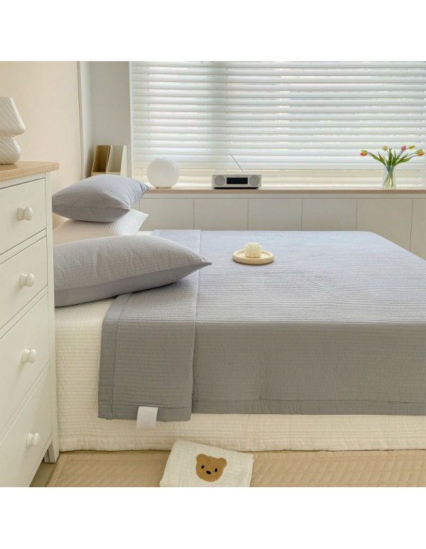 Korean anchor, the same type of all cotton quilted bed cover, three piece set, all cotton cover blanket, cotton fitted sheet, thin cushion cover, bedding