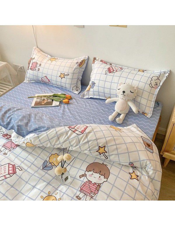 Spring and autumn bed four piece set summer sheet quilt cover Nordic quilt cover student dormitory bed three piece single bed