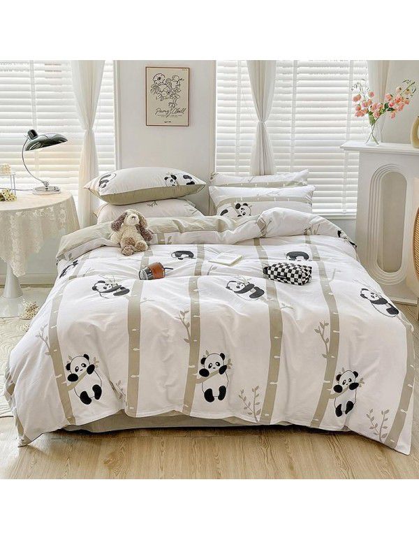 Hot selling ins Pastoral 60 Thread Count Cotton 4-Piece Set Printed Cotton Small Fresh Flat Sheet Quilt Cover Fitted Sheet Set Postage Package