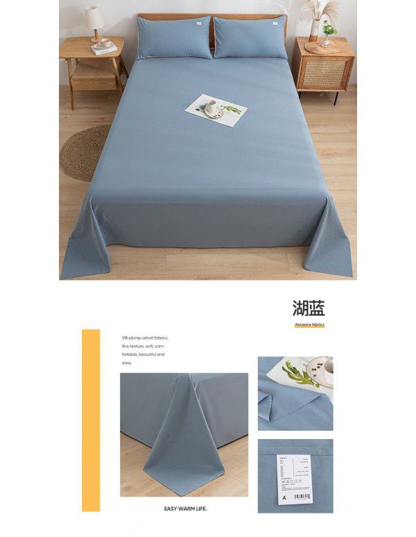 Japanese 100% cotton washable cotton bed sheet single piece summer cotton single dormitory quilt sheet plaid pillow case three piece set