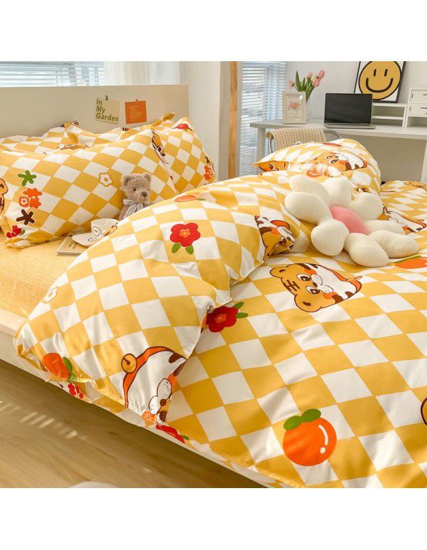 Wholesale thickened and brushed four piece sets of student dormitory three piece sets of spring, autumn and winter single sheets, quilt covers and bedding 