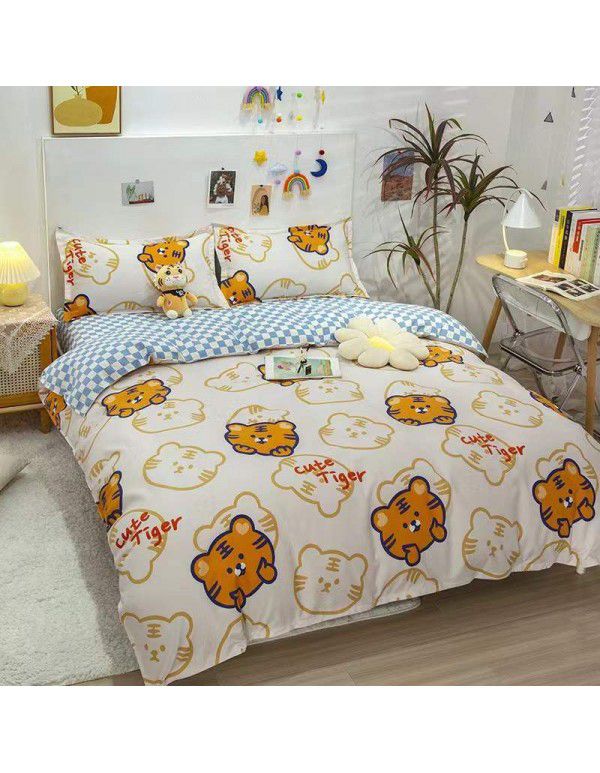 Type A pure cotton four piece cotton wholesale ins style fitted sheet thickened sheet quilt cover three piece set