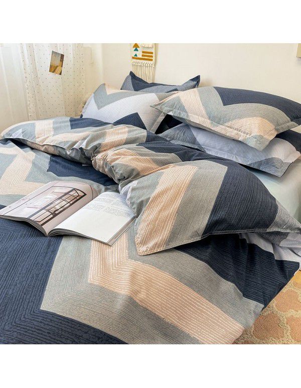 Korean version brushed single quilt cover single quilt quilt cover student dormitory washable cotton bed sheet women's four piece quilt cover