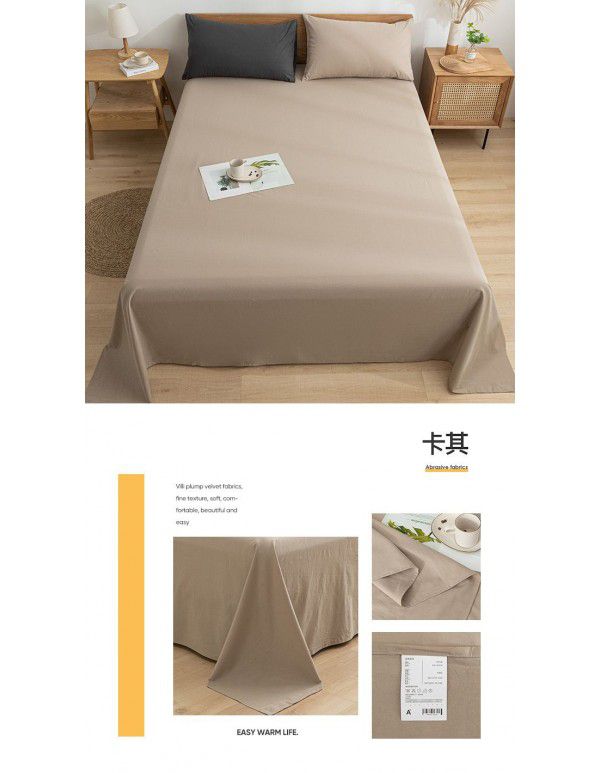 Japanese 100% cotton washable cotton bed sheet single piece summer cotton single dormitory quilt sheet plaid pillow case three piece set