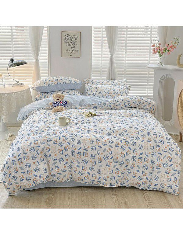 Ins wind small fresh cotton four piece cotton three piece bed sheet