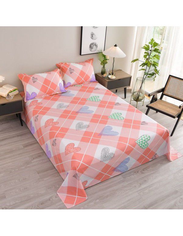 Wholesale of 100% cotton bed sheets in summer, 100% cotton single bed sheets for single dormitory, double household, foreign trade, bedding manufacturers