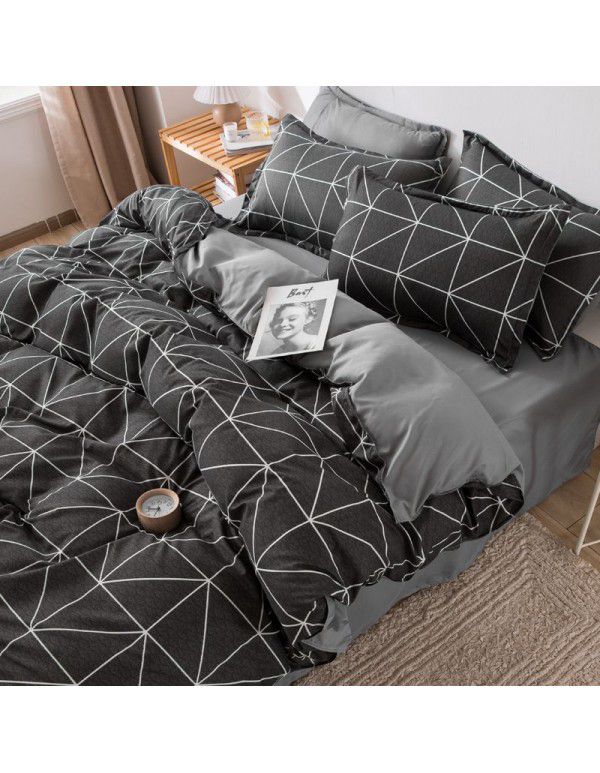 Korean version brushed single quilt cover single quilt quilt cover student dormitory washable cotton bed sheet women's four piece quilt cover