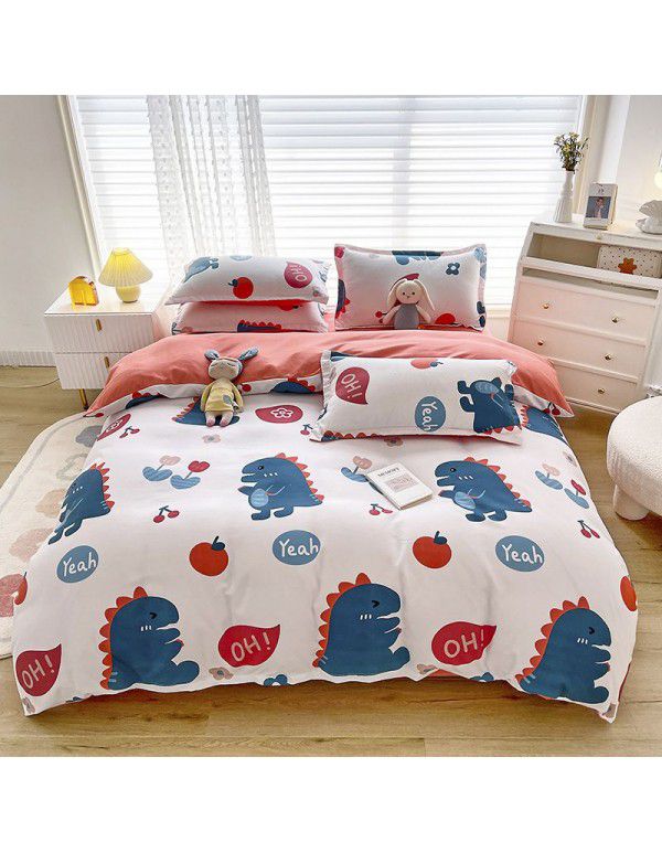 Plant cashmere four piece bed sheet and quilt cover three piece gift group purchase wholesale factory direct sale aloe cotton four piece set