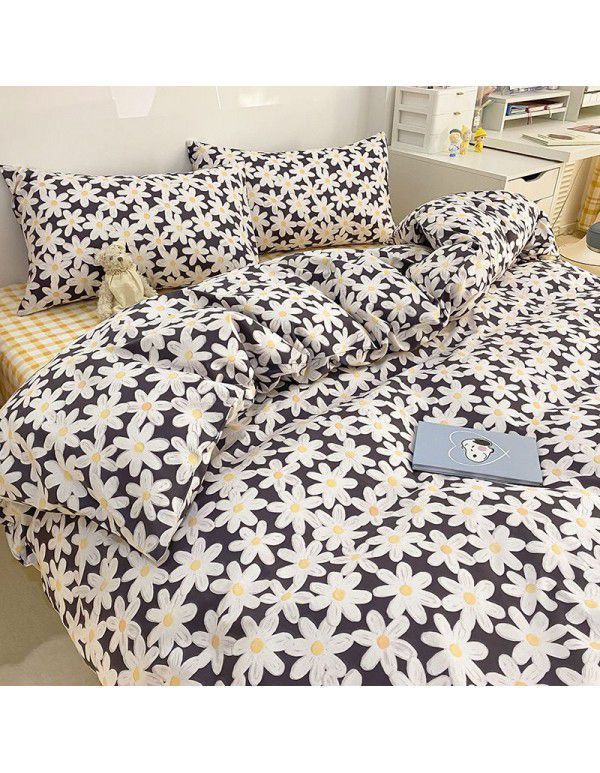  spring new ins cartoon pure cotton bedding four piece cotton children's sheet quilt cover three piece set