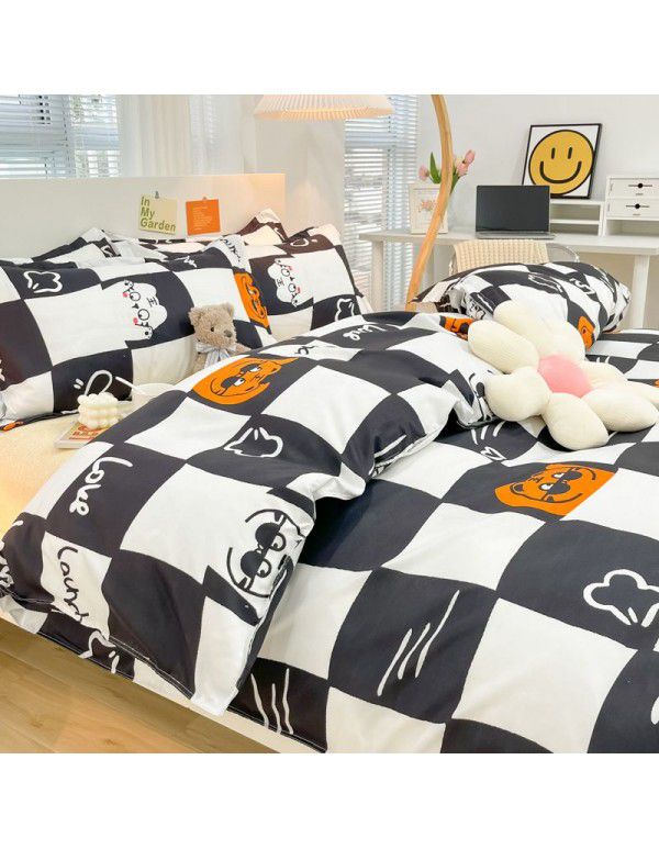 Wholesale thickened and brushed four piece sets of student dormitory three piece sets of spring, autumn and winter single sheets, quilt covers and bedding 