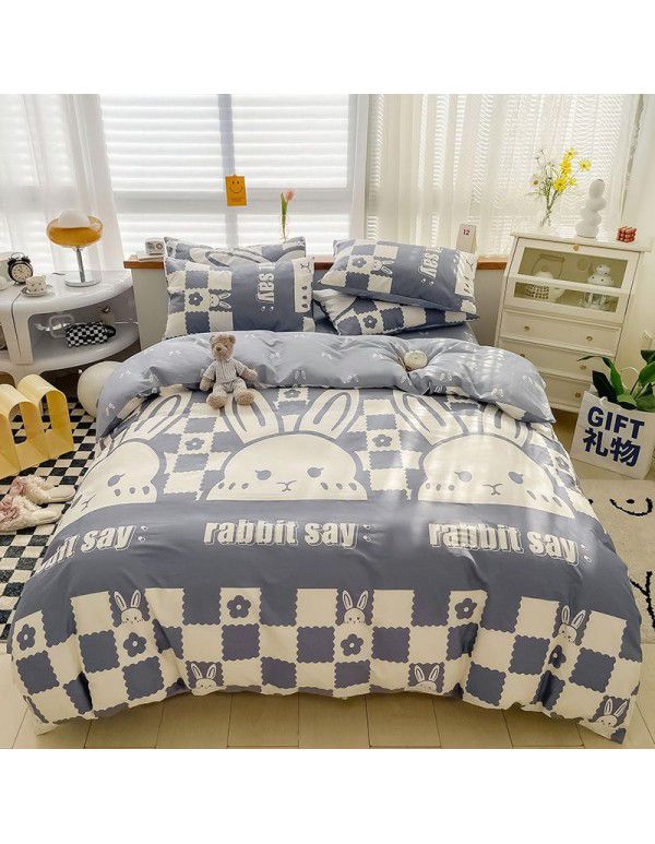 Ins wind small fresh cotton four piece cotton three piece bed sheet