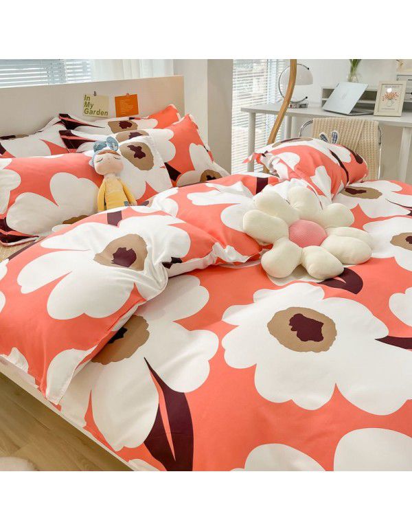 Wholesale thickened and brushed four piece sets of student dormitory three piece sets of spring, autumn and winter single sheets, quilt covers and bedding 