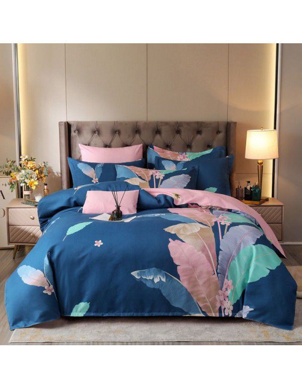 Wholesale thickened cotton matted four piece set spring and autumn cotton bed sheets and quilts, one piece of bedding