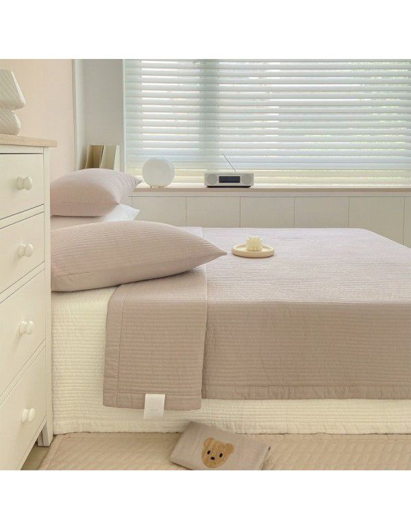 Korean anchor, the same type of all cotton quilted bed cover, three piece set, all cotton cover blanket, cotton fitted sheet, thin cushion cover, bedding