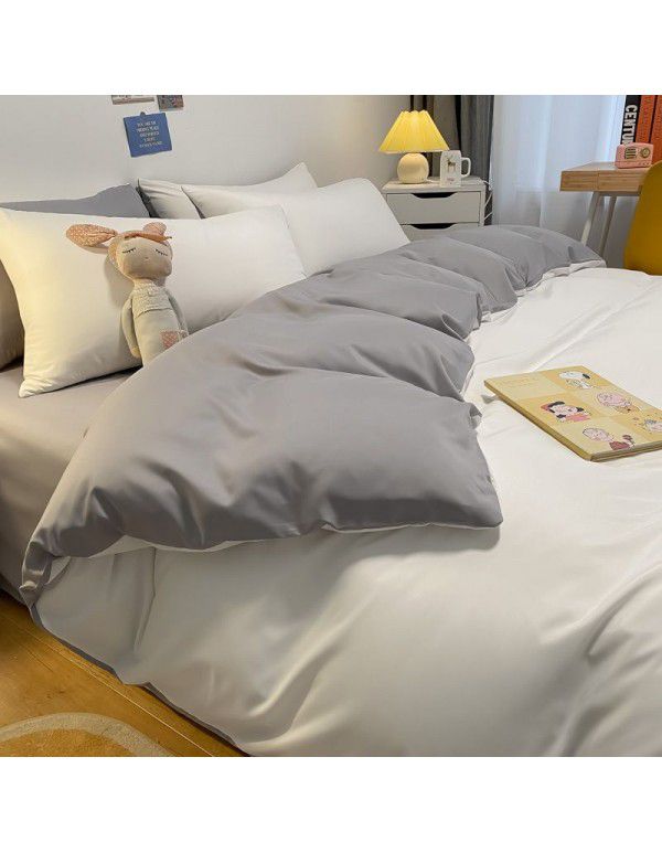 Luxurious Ice 4-Piece Nude Sleeping Silk Sheet and Quilt Cover 3-Piece Bedding Set Summer Style