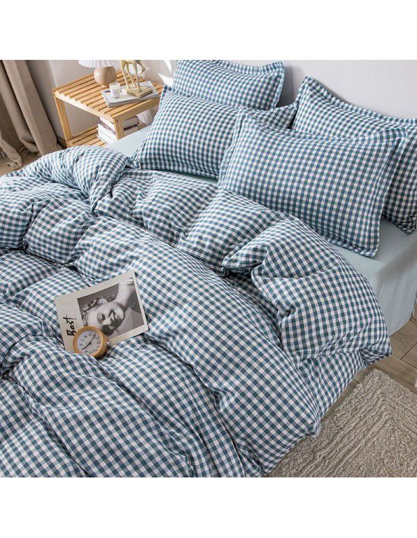 Korean version brushed single quilt cover single quilt quilt cover student dormitory washable cotton bed sheet women's four piece quilt cover