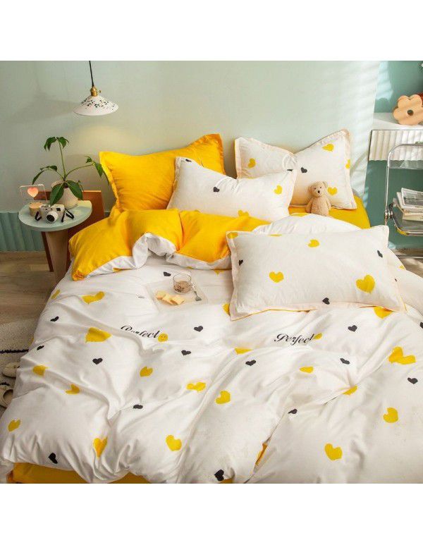 Spring and autumn bed four piece set summer sheet quilt cover Nordic quilt cover student dormitory bed three piece single bed