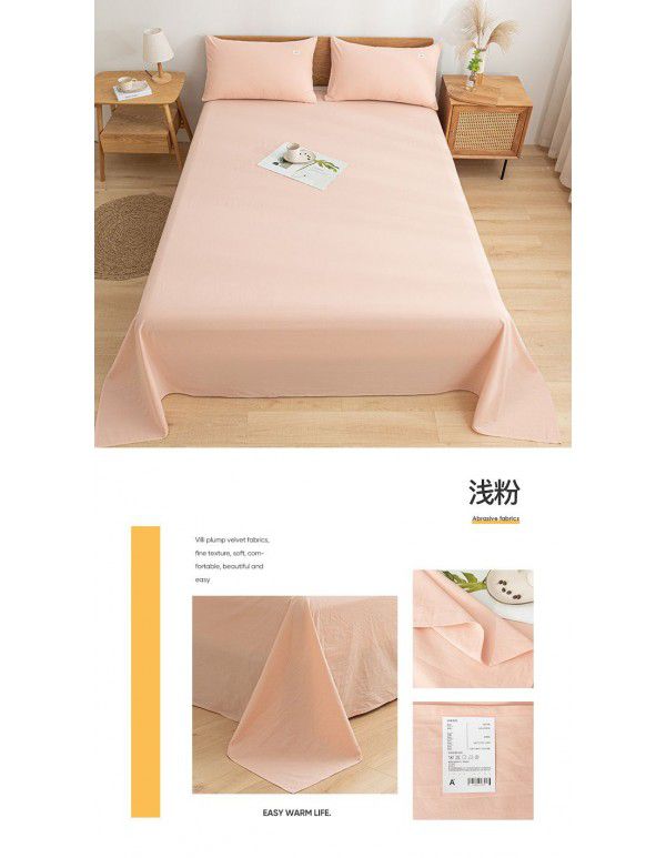 Japanese 100% cotton washable cotton bed sheet single piece summer cotton single dormitory quilt sheet plaid pillow case three piece set
