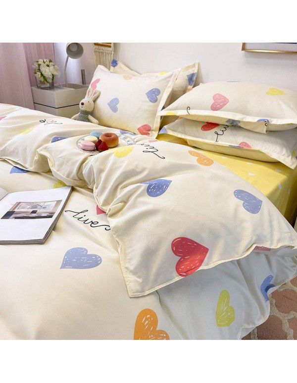 Spring and autumn bed four piece set summer sheet quilt cover Nordic quilt cover student dormitory bed three piece single bed