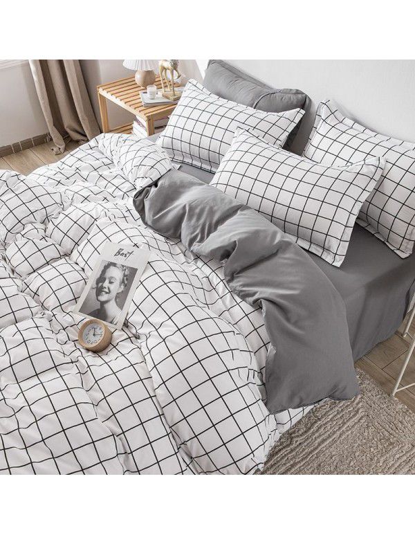 Korean version brushed single quilt cover single quilt quilt cover student dormitory washable cotton bed sheet women's four piece quilt cover