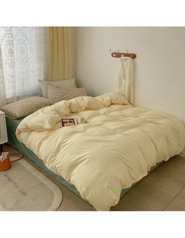 (Small Flowers Series) Nantong Four Piece Bedding Set Wholesale Factory Direct Sales Bedding Sheet, Quilt Cover, Fitted Sheet, Dormitory Three Piece Set