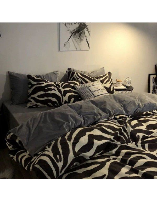 Nordic Style Simple Gentleman Men's Grey Duvet Cover Bedding Set of 4 Pieces Solid Color Sheet Grid Dormitory Set of 3 Pieces